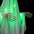 thumbnail image 4 of Halloween Hanging Light up Ghost, 28"x25" White Ghosts with Green LED Light Halloween Hanging Decoration for Front Yard Patio Lawn Garden Party Decor Indoor Outdoor(A), 4 of 7