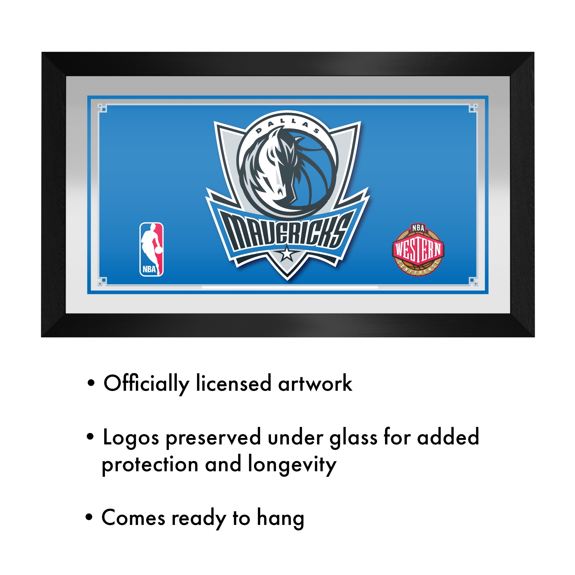 Dallas Mavericks Logo Ready-To-Hang Black Framed Wall Mirror
