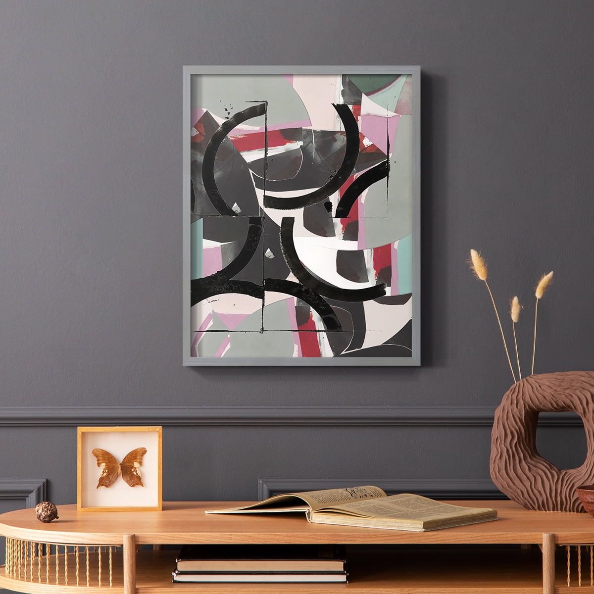 Cartissi Space II Framed Print in Gray Solid Wood Framed Print No Nail Hanging