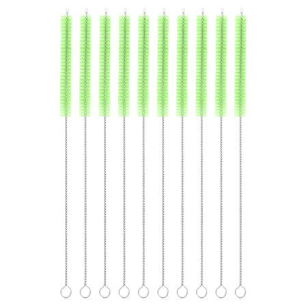 Uxcell 10Pack Drinking Straw Cleaning Brushes, 10" x 2/8" Nylon Bristles Long Straw Brush for Bottle and Tube (Green)