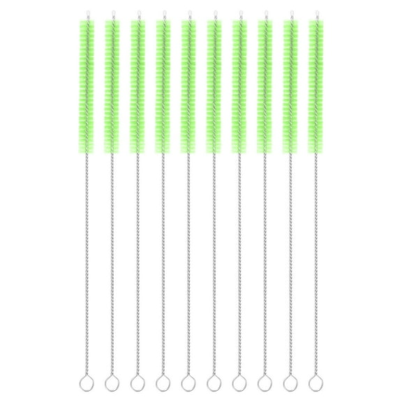 Uxcell 10Pack Drinking Straw Cleaning Brushes, 10" x 2/8" Nylon Bristles Long Straw Brush for Bottle and Tube (Green)