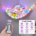 thumbnail image 2 of Neighborly Nook Stuffed Animals Net Hammock Kids Toy Storage with LED Light Plush Toy Organizer Corner Hanging Stuffed Animals Holder For Nursery Kids Girls Room Decor, 2 of 14