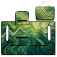 thumbnail image 4 of COEQINE Golf Cart Seat Towel Cover, Foldable with Carry Handle, Universal Fit for Most 2-Seater EZGO/Yamaha/Club Car, Quilted with 4 Front Pockets, Washable, Abstract Green Wave, 4 of 8