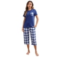 thumbnail image 5 of Women's Short Sleeve Pajamas Sets with Capri Pants 2 Piece Womens Capri Pajama Sets with Pockets Summer Plaid Print Sleepwear Set for Women, S-XXL, 5 of 12