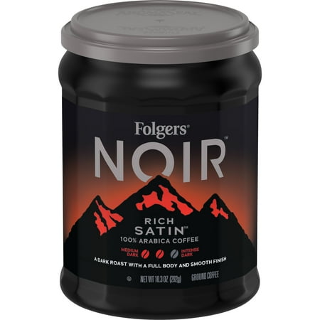 Folgers Noir Rich Satin, Dark Roast Ground Coffee, 10.3 oz,