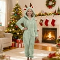 thumbnail image 4 of Otqutp Girls Christmas Fuzzy Jumpsuits Teen Kids Winter Warm Soft Fleece Onesie Plain Cute Hooded Front Zipper Bodysuit, 4 of 5