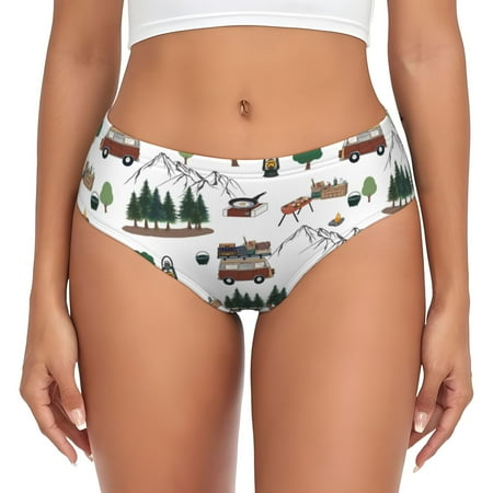 Naloa Camping Caravan 2 Women s High Waisted Cotton Underwear Soft Breathable Panties Stretch Briefs Seamless Ladies Panties3X-Large