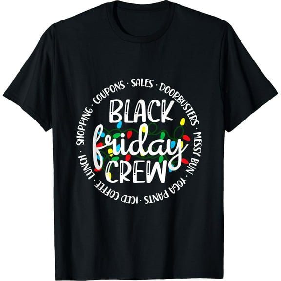 Friday Shopping Crew Christmas Lights Black Shopping Family T-Shirt