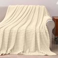 thumbnail image 6 of Dalang Fleece Blanket for Couch Sofa Bed,Super Soft Cozy Plush Microfiber Flannel Blanket with Stripes Design Lightweight for Adults,Woman,Girls,70*100CM(Beige), 6 of 10