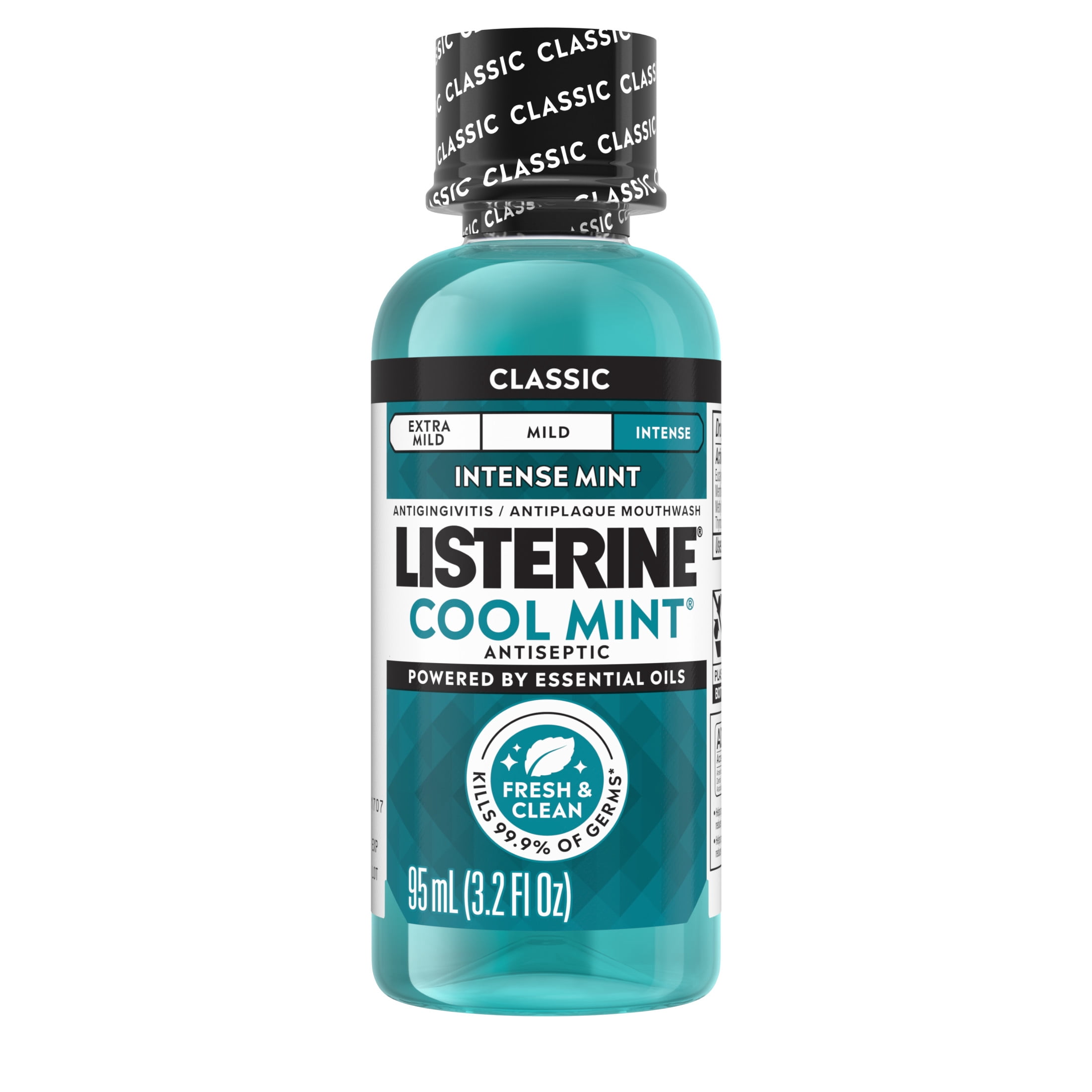 (6 pack) Listerine Cool Mint Intense Antiseptic Mouthwash, For Bad Breath & Plaque Oral Care, 3.2 oz