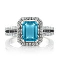thumbnail image 3 of Gem Stone King 2.78 Cttw 925 Sterling Silver Swiss Blue Topaz Engagement Ring for Women | Gemstone Birthstone | Emerald Cut 9X7MM | Available in Size 5,6,7,8,9, 3 of 6