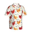 thumbnail image 2 of Daiia Flower Chicken Hawaiian Shirt for Men Gentle Cotton Regular Short Sleeve Casual-XX-Large, 2 of 9