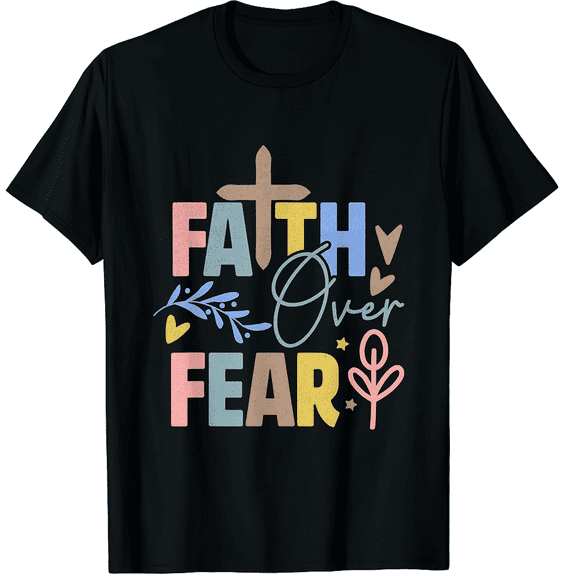 Pastel Nature Elements Cross Faith Over Fear Unisex T-Shirt