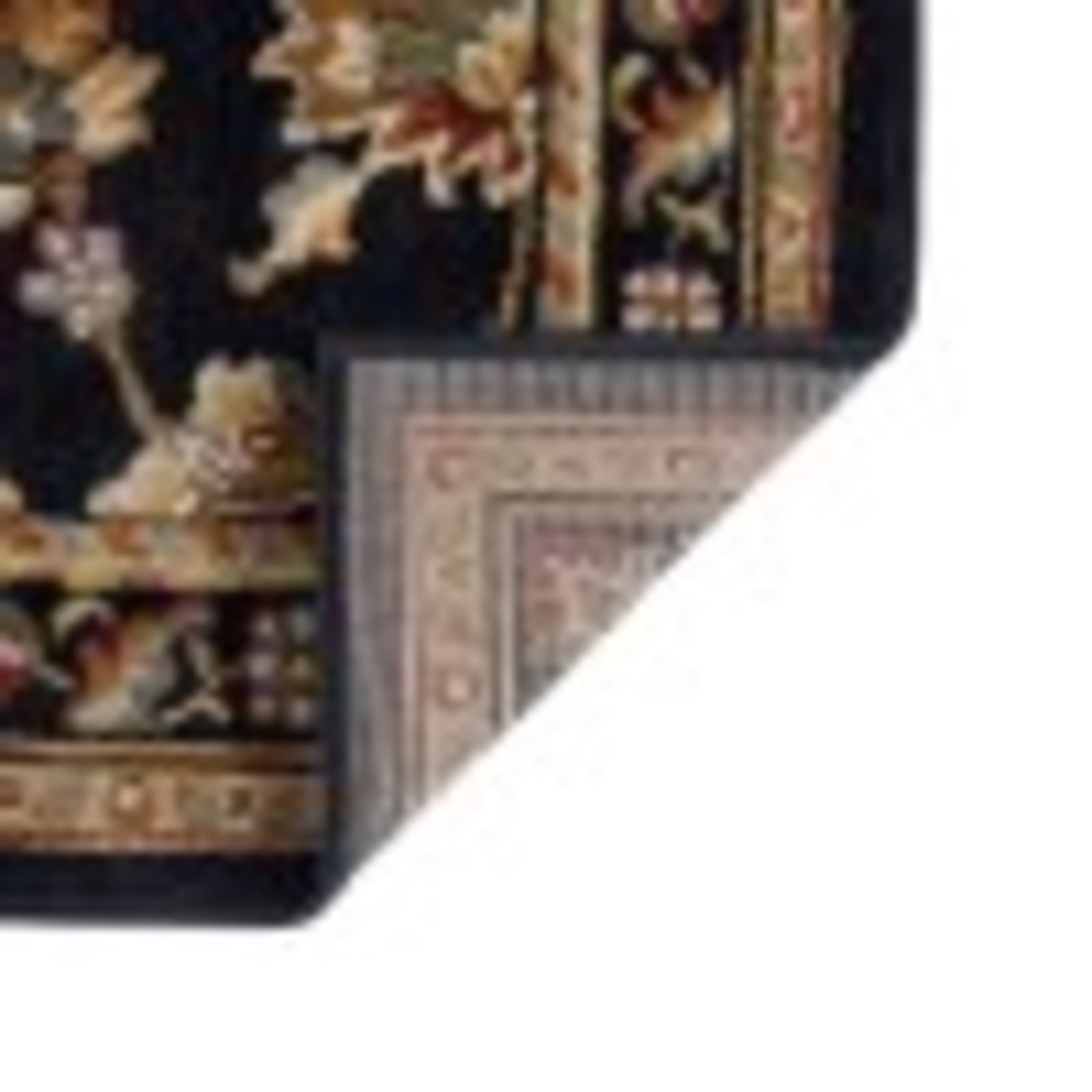 Sensation Traditional 5' Octagon Black and Gold Polypropylene Indoor Area Rug