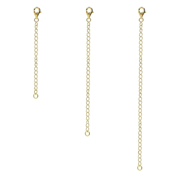 BERRICLE Sterling Silver Chain Extension Yellow Gold Flashed, 3 Piece