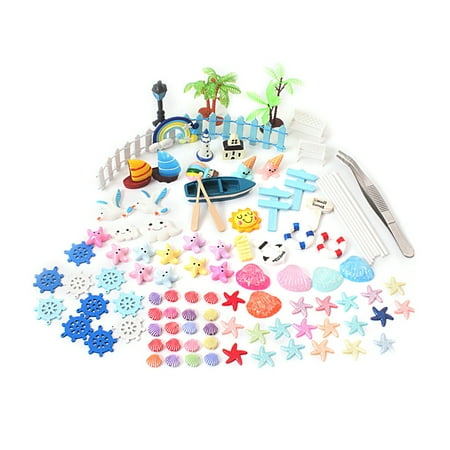 

NUOLUX 105 Pcs Miniature Ornaments Kit Mediterranean Style Miniature Garden Ornaments Kit for DIY Fairy Garden Mini Adornment Decoration