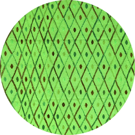 Ahgly Company Indoor Round Abstract Green Modern Area Rugs, 7' Round