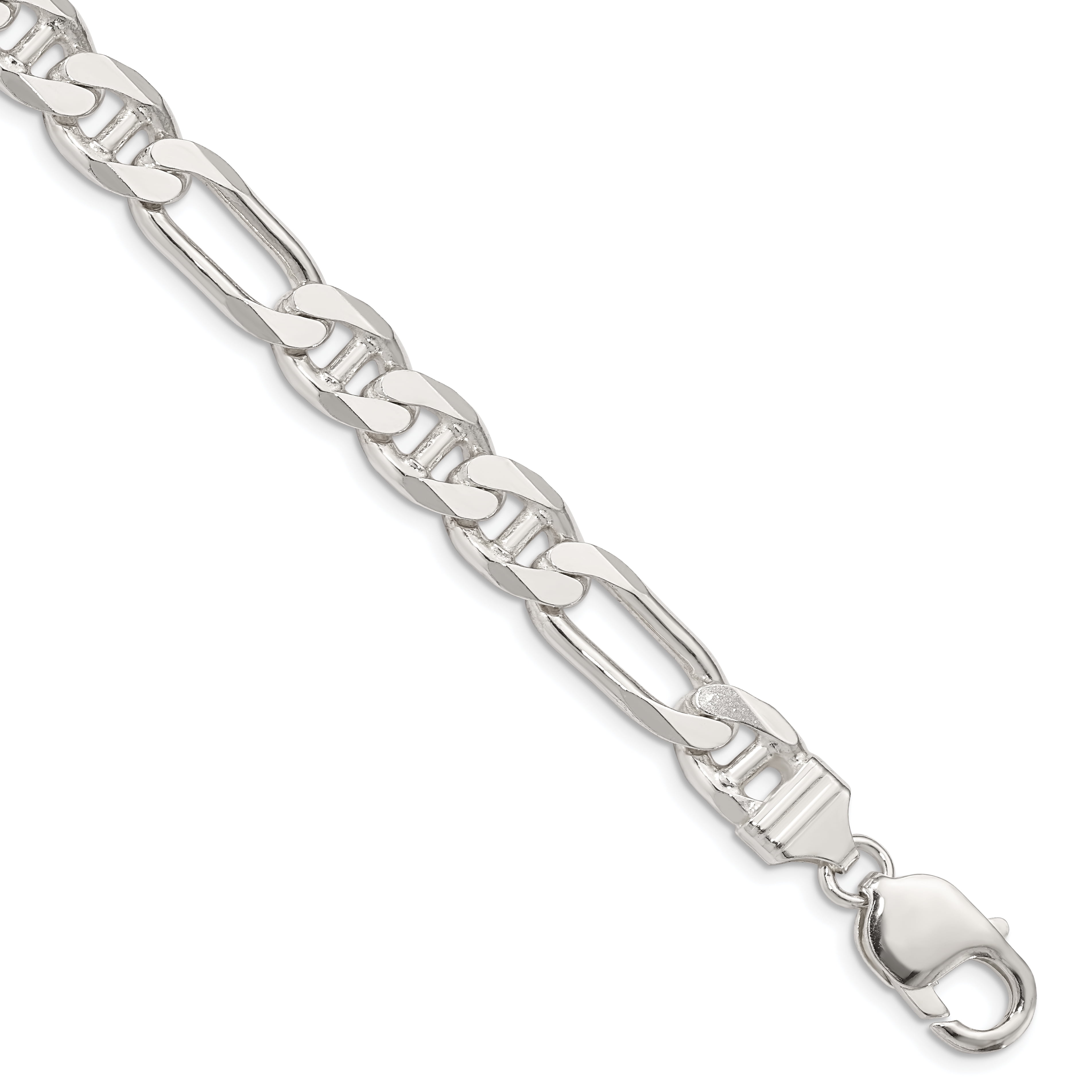 Sterling Silver 7.75mm Figaro Anchor Chain