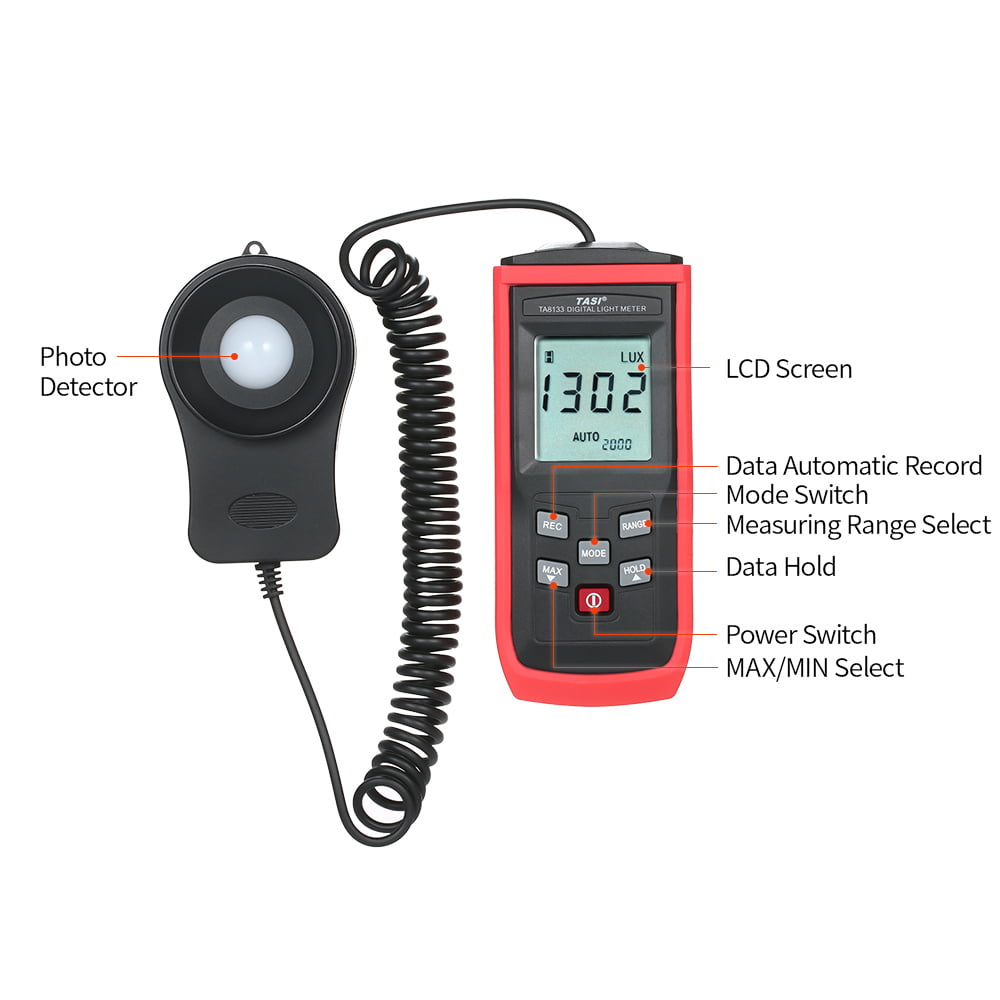 Handheld Precision 200000Lux Brightness Luminometer Illuminometer with LCD Display Digital Light Meter 