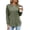 Army Green, variant on Women's Crew Neck Top Long Sleeve Relaxed Fit Quilted Texture Pullover with Curved Hem for Casual Work and Weekend Outings Versatile Blouse