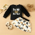 thumbnail image 2 of DHFJKG Baby Girls First New Year Outfits Winter Clothes Puff Long Sleeve Letter Print Ribbed Pullover Tops Bowknot Print Skirts 2 Piece Sets Cozy Outfit, 2 of 6