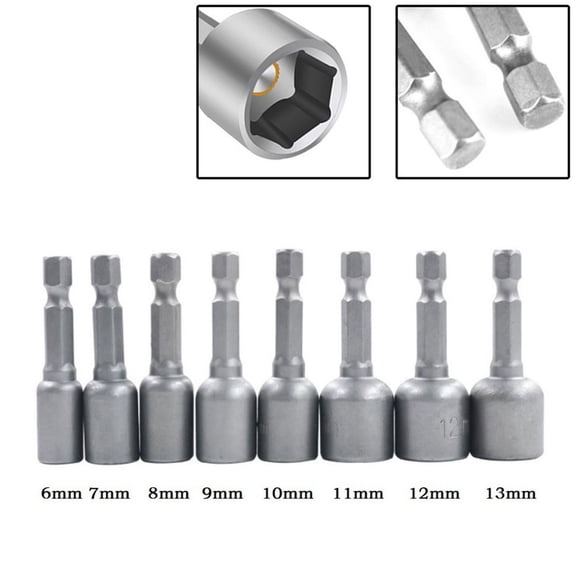 6-13Mm Magnetic Nut Driver Socket Electric Drill Bit Socket Adapter 1 4 Hex Shank For Electric Drill Bit Power Wrench Accessory 9Mm Fangkenuo