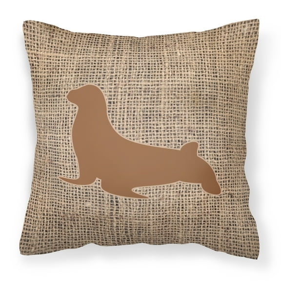 Carolines Treasures BB1027-BL-BN-PW1818 Seal Burlap and Brown   Canvas Fabric Decorative Pillow BB1027 18H x18W