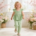 thumbnail image 5 of REDARER Toddler Girls Gingham 2-Piece Outfit, Flutter Sleeve Top & Pants Casual Summer Set,2-3 Years, 5 of 5