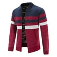 thumbnail image 5 of Herrnalise Men's Fashion Autumn And Winter Plaid Hooded Fleece Knitted Sweater Sweater Jacket Red, 5 of 5