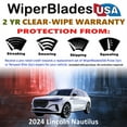 thumbnail image 2 of 2024 Lincoln Nautilus Beam Wiper Blades Wipers w/2yr Warranty (Set of 3) w/Rear Wiper (WiperBladesUSA), 2 of 5