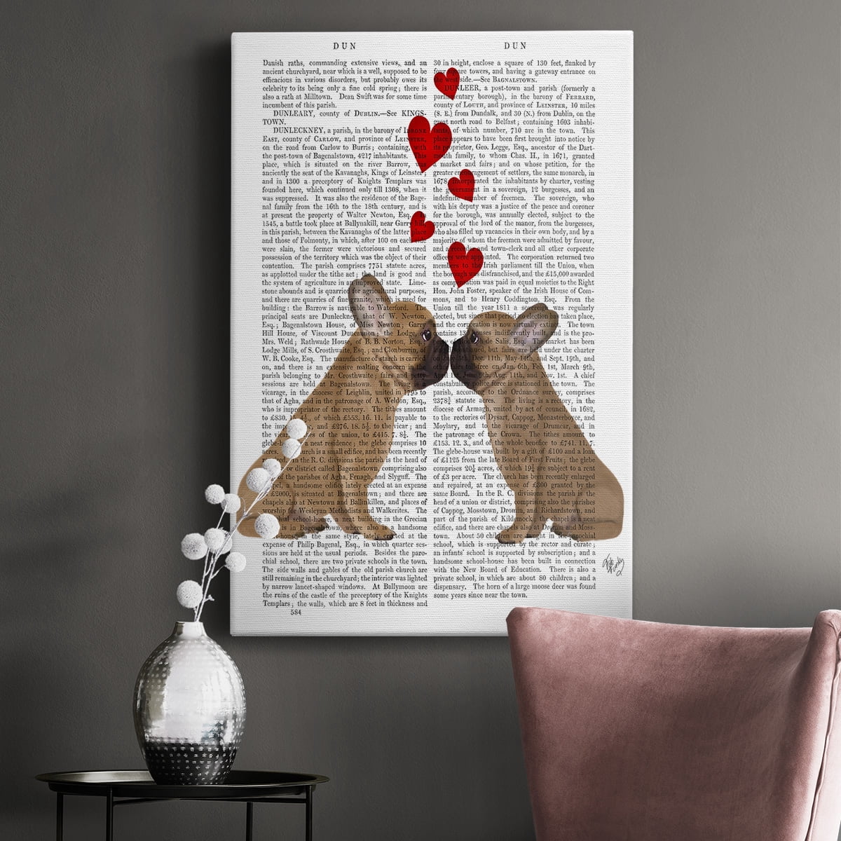 French Kiss and Hearts Premium Gallery Wrapped Canvas - Ready to Hang