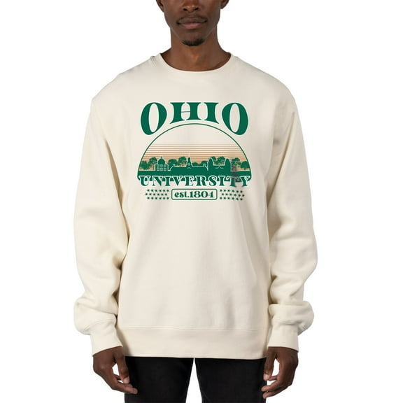 Men's Uscape Apparel Cream Ohio Bobcats Premium Heavyweight Pullover Sweatshirt