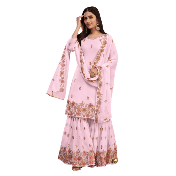 Ensemble sur Mesure pour Femmes Pakistanaises, Kurti Droite de Designer, Palazzo Dupatta, Cadeau Indien pour Elle
