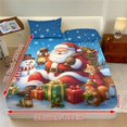 thumbnail image 3 of Jeiento Christmas Santa Snowman Print Bedding Bundle, 2 Matching Pillow Covers + Deep Pocket Bed Fitted Sheet, Soft Breathable 3-Piece Bed Linen Set for Holiday Bedroom, Full Size, 3 of 7