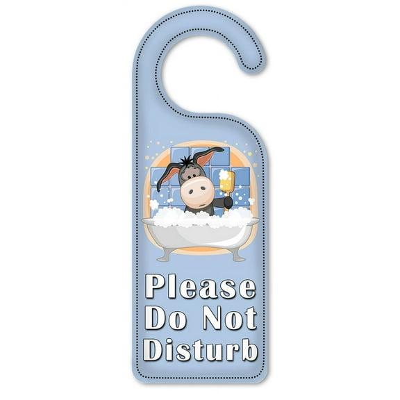 Do Not Disturb Door Knob Hanger Sign - Donkey in Bath