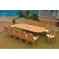 thumbnail image 4 of Grade-A Teak Dining Set: 12 Seater 13 Pc: 118" Double Extension Mas Oval Trestle Leg Table And 12 Leveb Stacking Arm Chairs WholesaleTeak #WMDSWVm, 4 of 4