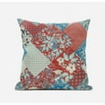 thumbnail image 2 of Arizona Floral Patches Suede Zippered Pillow with Insert in Aqua Navy 16 x 16, 2 of 6