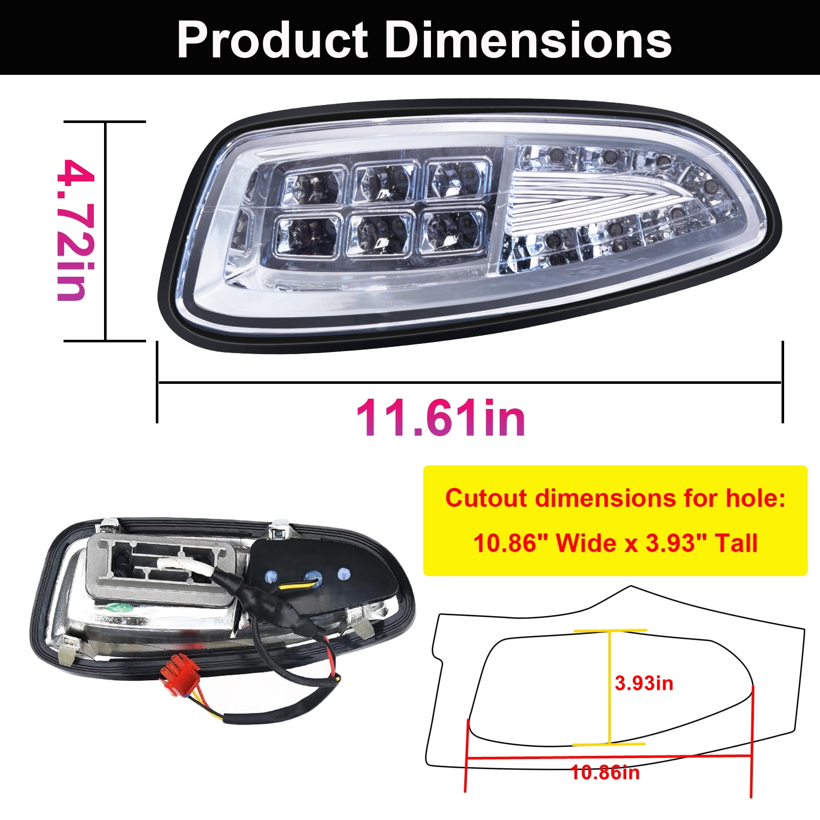LED Headlight Kit for Golf Cart EZGO RXV (2008+) 12V Front Lights Replacement with 3-Pin Plug for Gas & Electric Models (RXV Only)