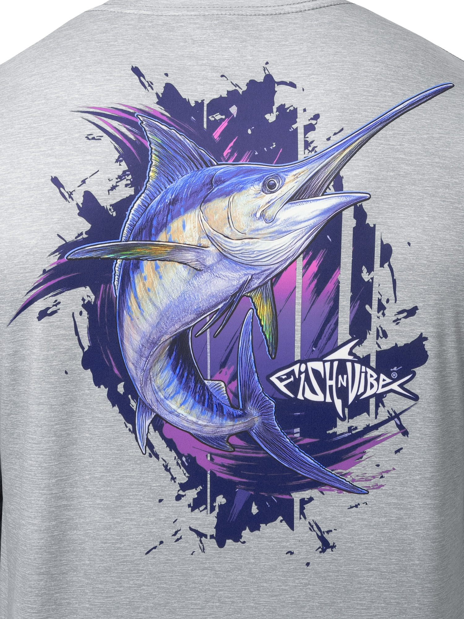 Fish N Vibe Men's Sublimated Long Sleeve Performance Tee, Microchip Sub/Midniute Marlin, 2XL