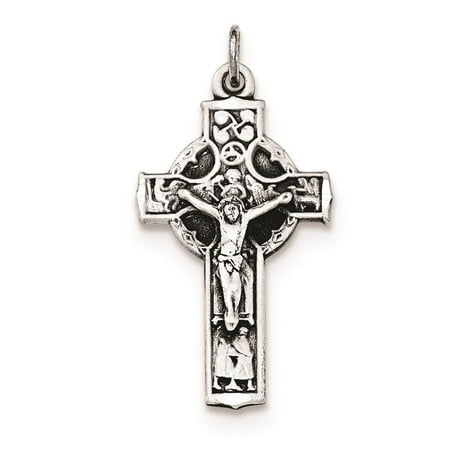 925 Silver Antiqued Irish 4-Way INRI Crucifix Cross Polished Charm Pendant