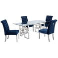 thumbnail image 1 of Rectangular Clear Glass 5pc Dining Set with Silver Stainless Steel Base, 1 of 3