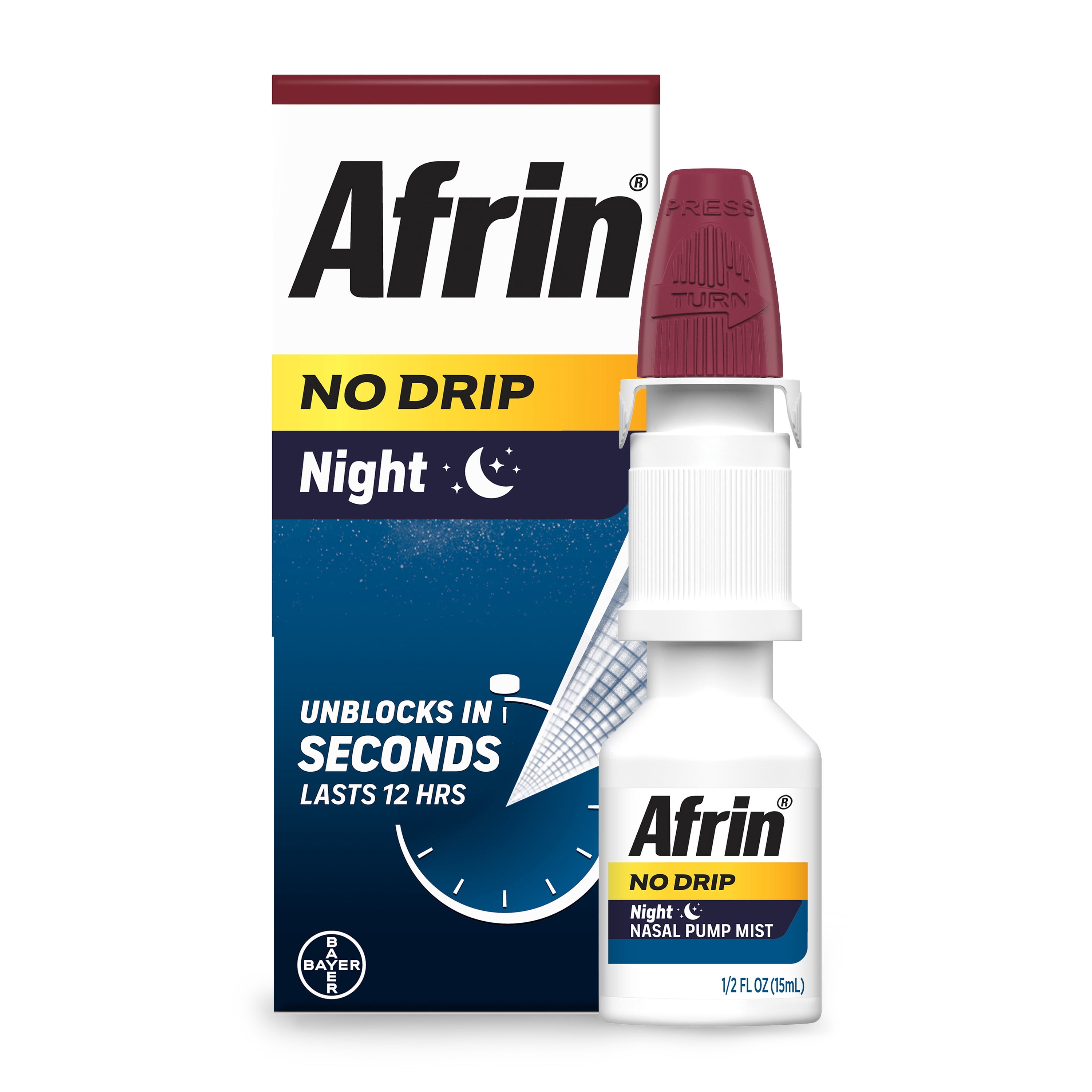 (3 pack) Afrin No Drip Original + Night Nasal Mist Bundle Pack, Non-Drowsy, Fast-Acting Decongestant for Nasal Congestion and Sinus Pressure Relief, Adults and Children 6 and Older, .5 fl oz (Pack of 2)