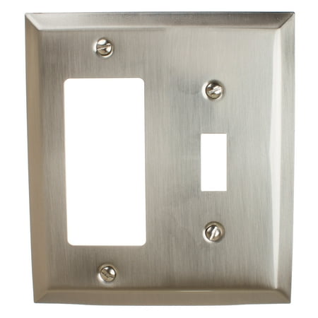 Hardware Metal Plate - GlideRite Hardware Toggle Light Switch and Decora Rocker Beveled Wall Plate Cover, Brushed Nickel