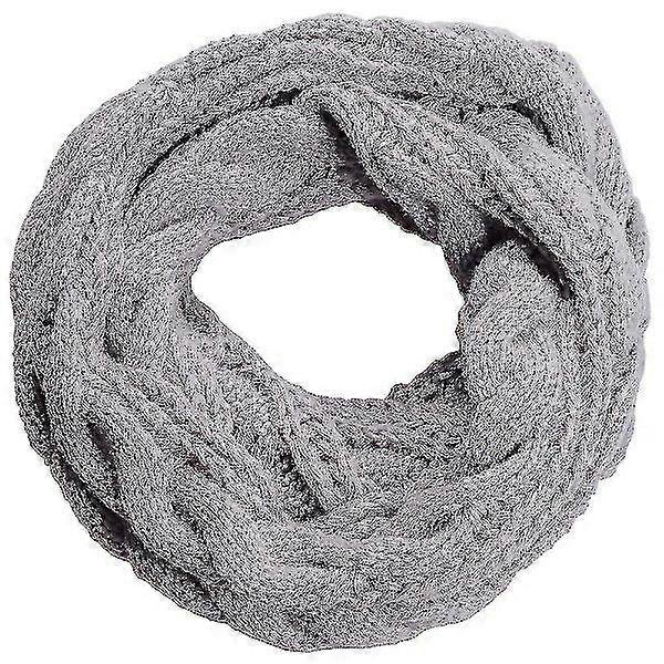 Women's infinity knitted scarf circle loop warm fashion thick ribbed scarf gray