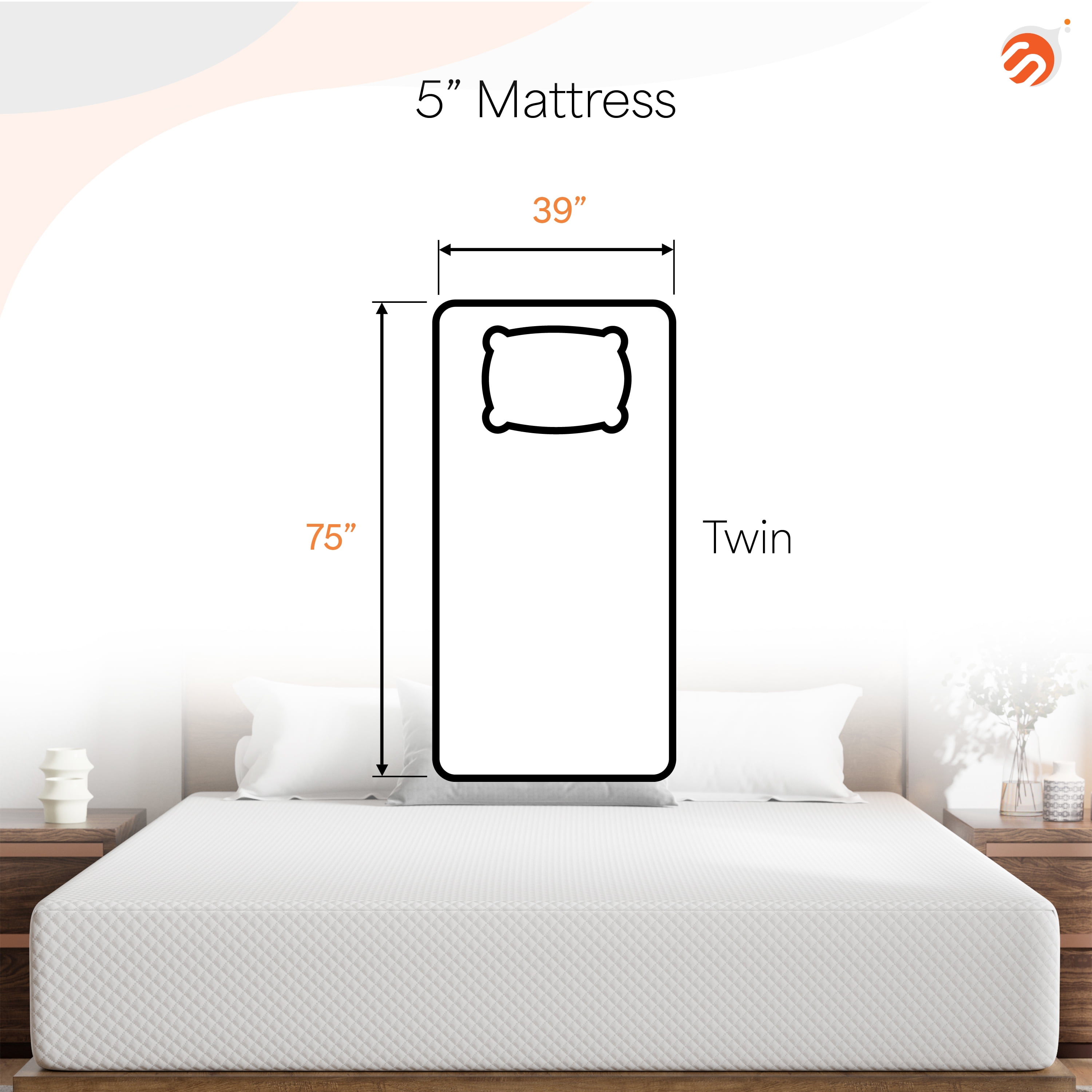 24/7 Rejuv Indoor 5" Memory Foam Bedroom Mattress in a Box, White, Twin Size by 24/7 Shop At Home