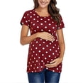 thumbnail image 4 of T-Shirt à Manches Courtes Été Blouse de Grossesse Femme Imprimé Été Femme Été T Haut, Rouge, P, 4 of 4