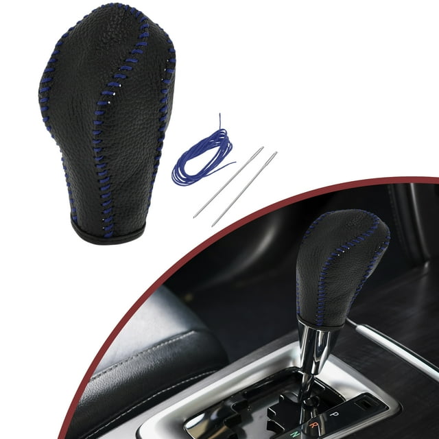 Cubierta de pomo de cambio de marcha antideslizante Unique Bargains para Infiniti FX35 2009-2013, protector de manija de cambio de coche en cuero sintético negro y azul