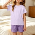 thumbnail image 2 of Bovxnpu Girls Boys Outfits Set Boys Girls Short Sleeve Sleepwear Set Casual Home Sleepwear 2Pc Set, 2 of 9