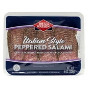 Dietz & Watson Italian Style Peppered Salami, Pre-Sliced, 8 oz Plastic Resealable Package