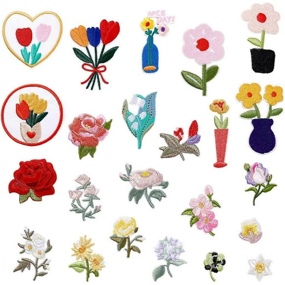 23Pcs Flower Iron On Patches Decorative Flower Embroidered Patches Sew On/Iron On Repair Patch for Clothes Jeans Hat Dress Decoration DIY Craft